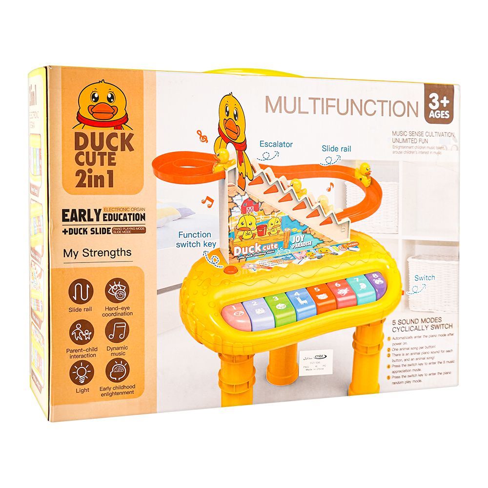 2-in-1 Electric Organ Piano & Climbing Duck Slide Track Toy – Educational Musical Toy for Toddlers
