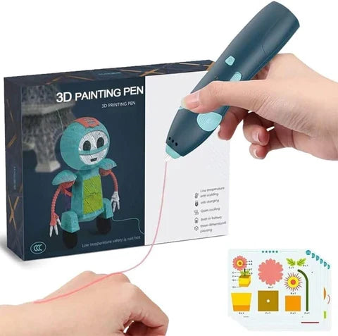 Safe Anti-Scald 3D Printing Pen for Children – USB Rechargeable DIY Art & Craft Toy Set with Stencils