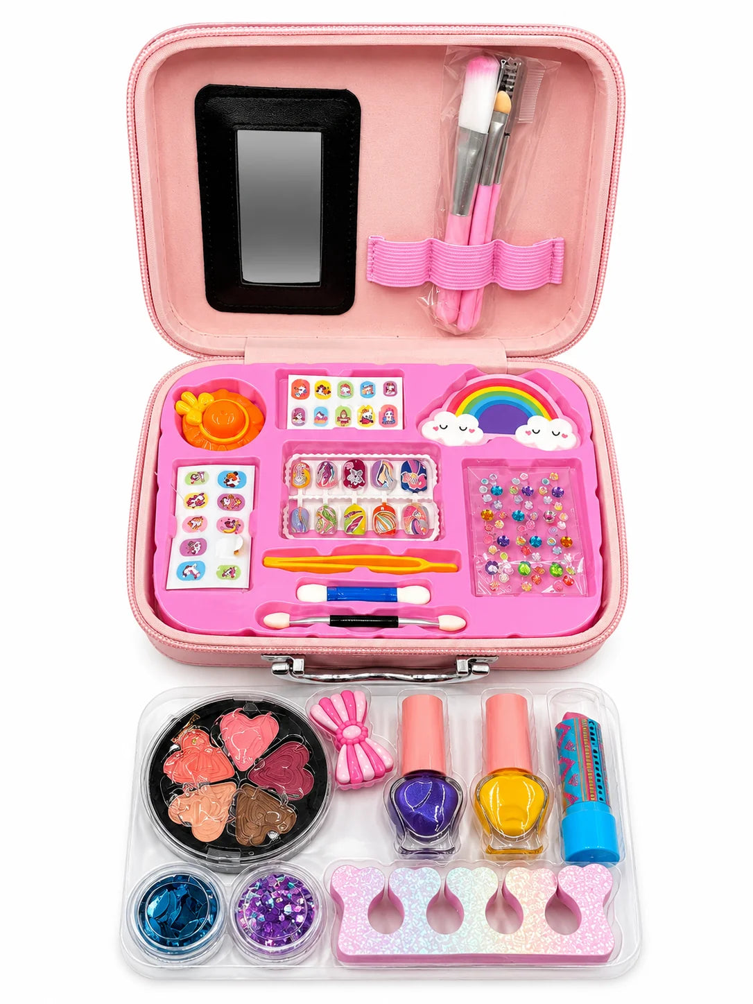 Kids Pink Glitter Makeup & Beauty Case – Portable Hard Case for Girls