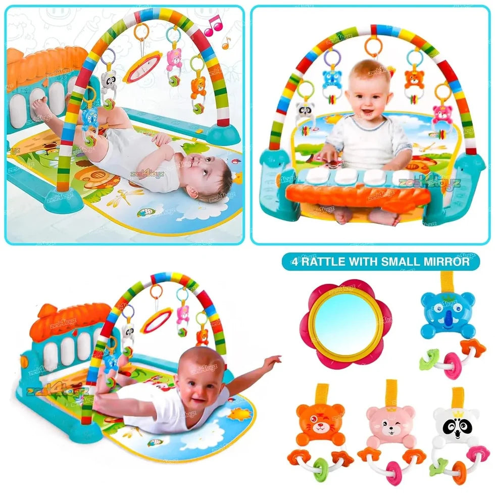 Baby Fitness Piano Play Mat with Lights, Music & Hanging Toys
