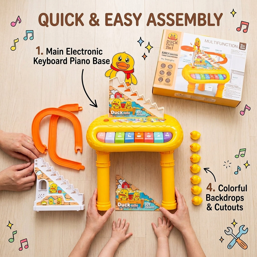 2-in-1 Electric Organ Piano & Climbing Duck Slide Track Toy – Educational Musical Toy for Toddlers
