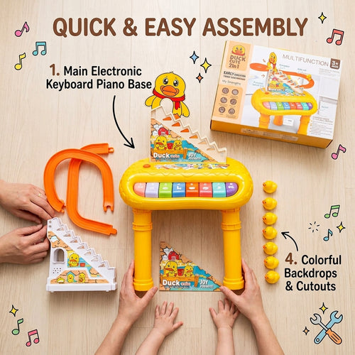 2-in-1 Electric Organ Piano & Climbing Duck Slide Track Toy – Educational Musical Toy for Toddlers