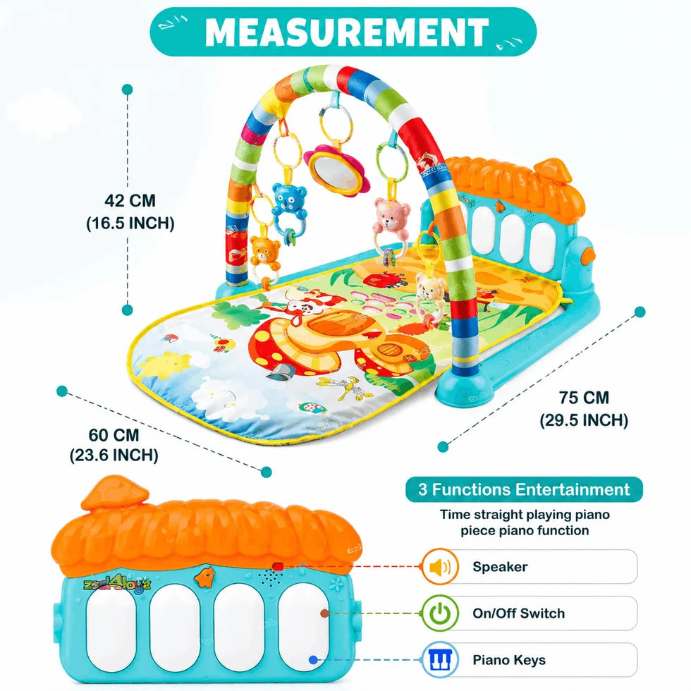 Baby Fitness Piano Play Mat with Lights, Music & Hanging Toys