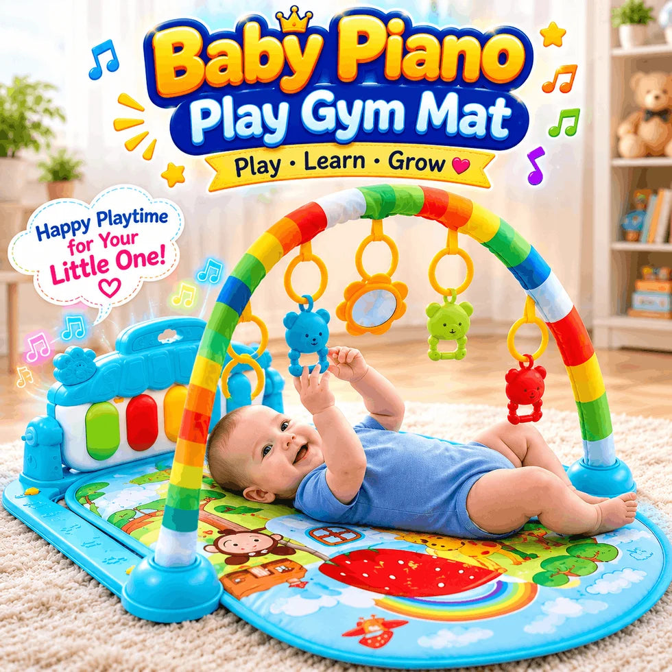 Baby Fitness Piano Play Mat with Lights, Music & Hanging Toys