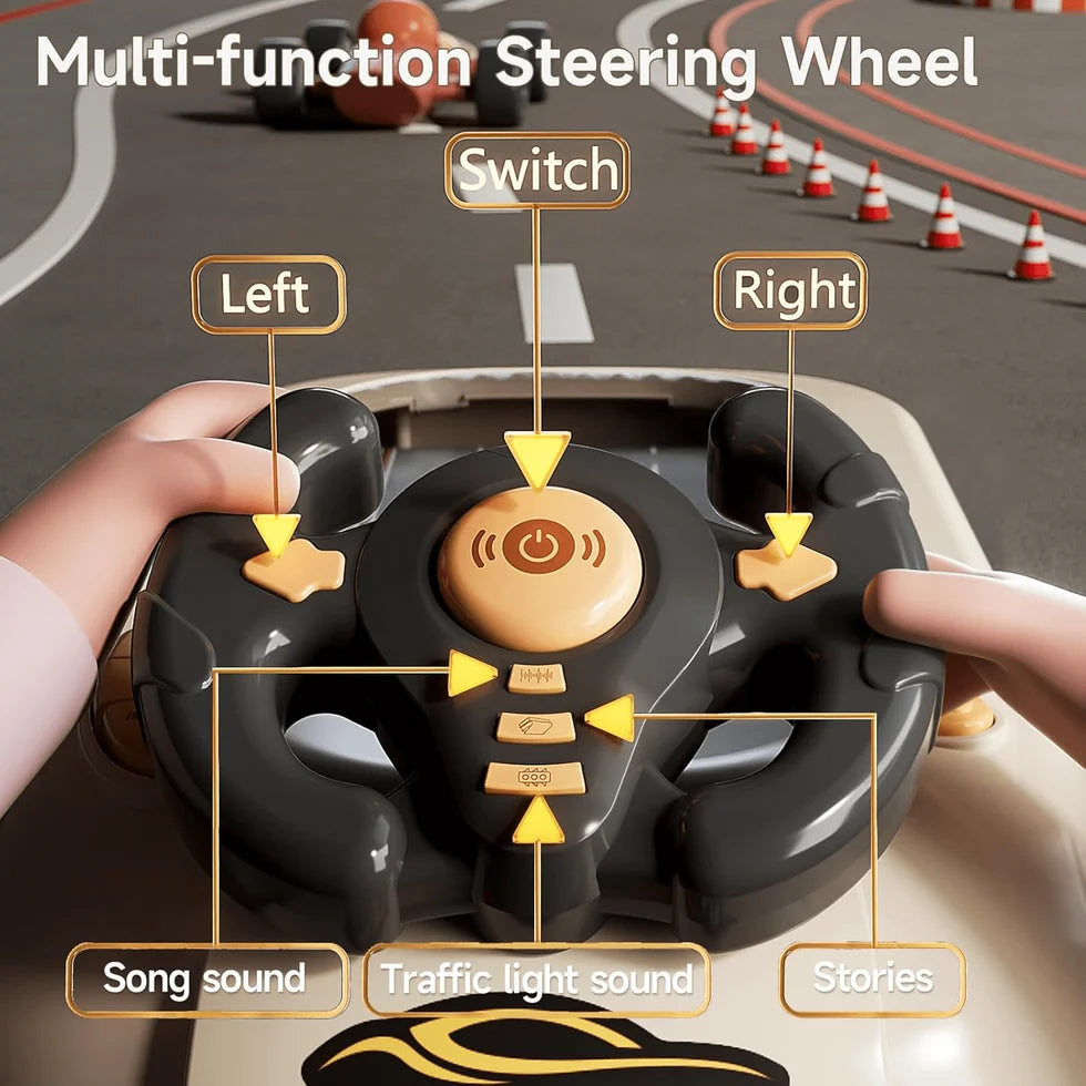 Simulated Driving Car Racing Game for Kids – Steering Wheel Racing Toy with Lights & Sounds