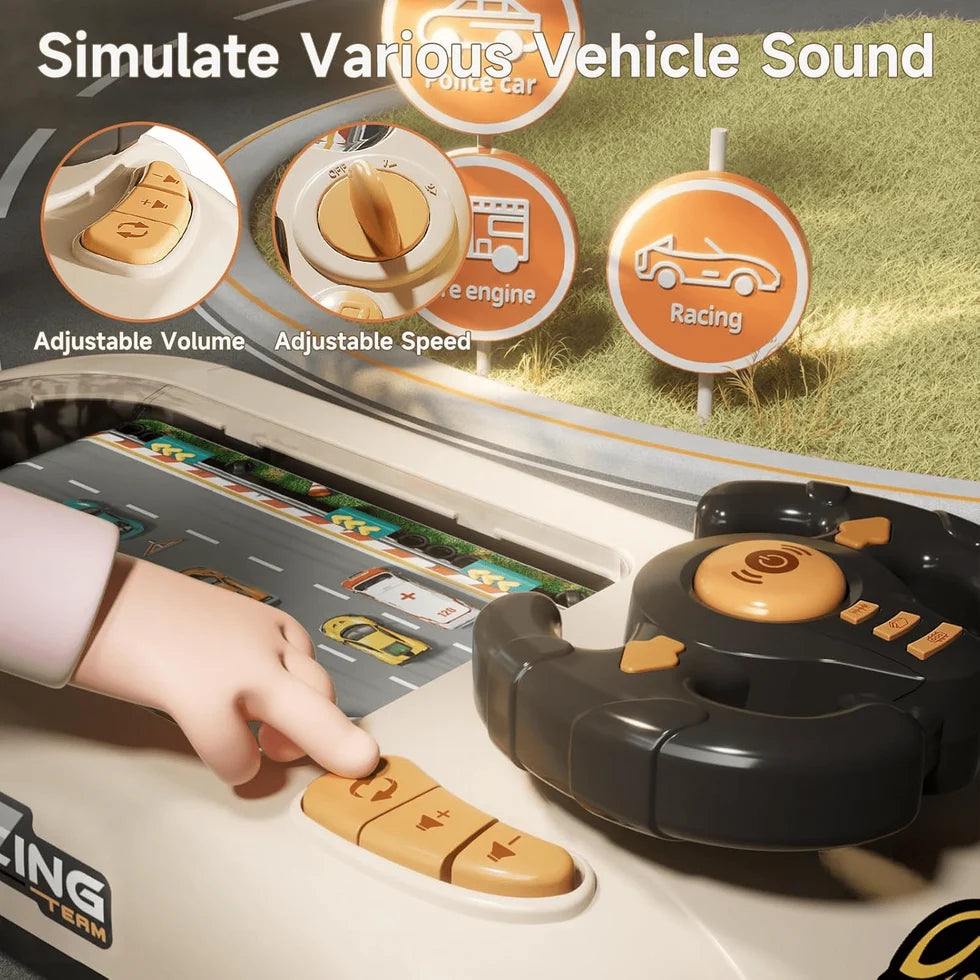 Simulated Driving Car Racing Game for Kids – Steering Wheel Racing Toy with Lights & Sounds