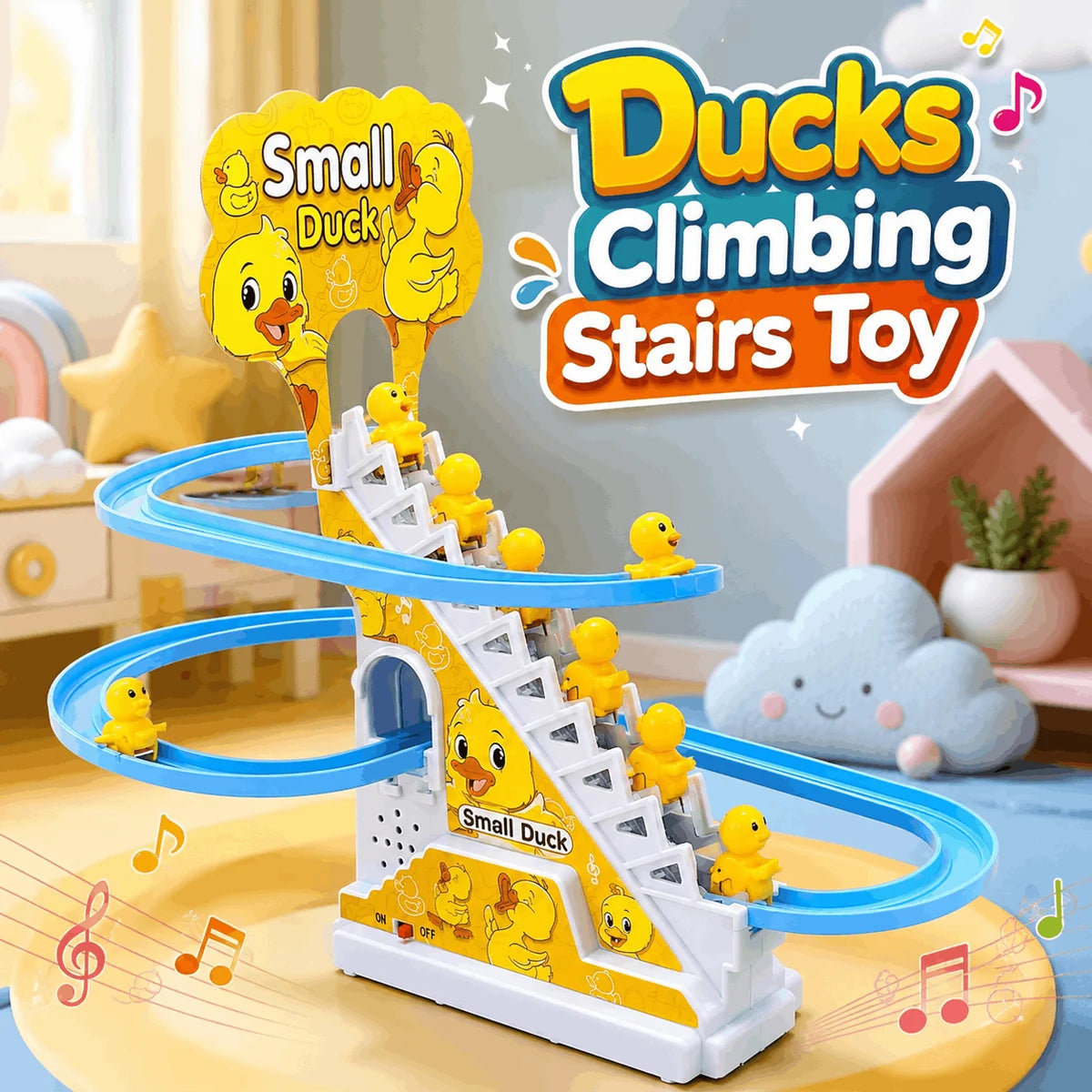 Electric Duck Roller Coaster Track Toy – Fun Musical & Lighting Climbing Ducks Game for Kids