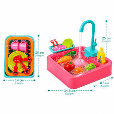 Kids Kitchen Sink Set with Running Water & Drying Rack – Safe Non-Toxic Dishwashing Roleplay Toy for Toddlers
